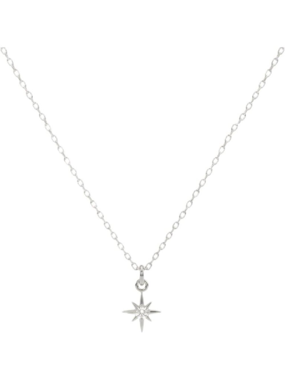 Celestial Silver Chain Necklace with Cubic Zirconia Pendant - Perfect Gift for